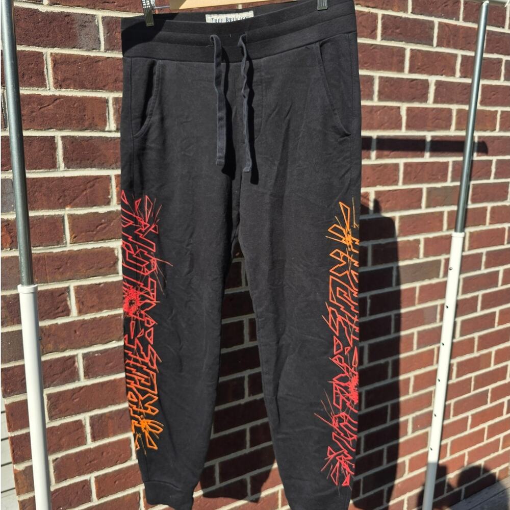 True Religion Broken Graphic Jogger Black Sweatpants